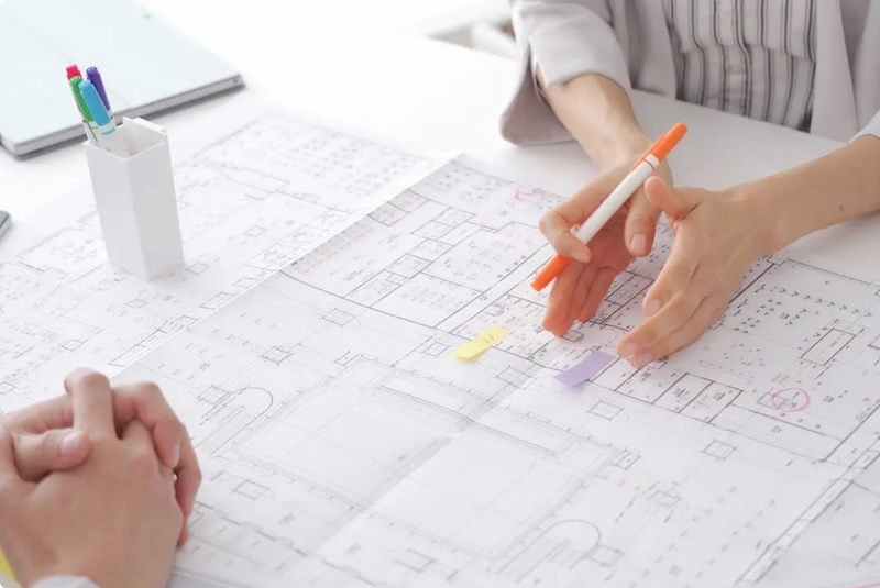 施工の打ち合わせの様子